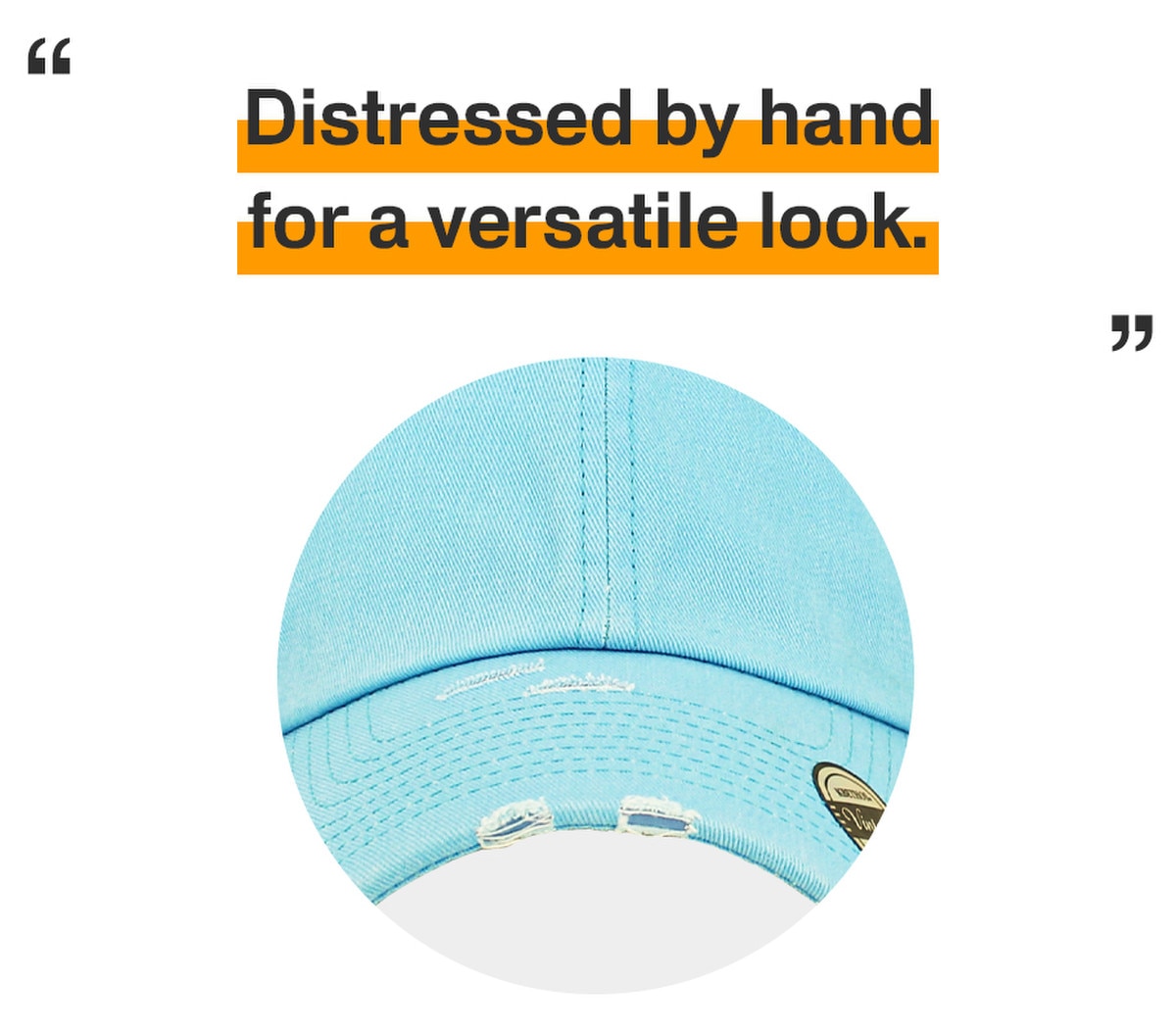 Neon Blue Distressed Vintage Baseball Cap Front View